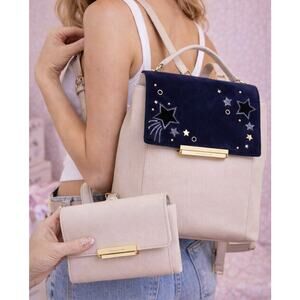 Kate Spade Convertible Backpack Star Velvet Flap NWT Cream Leather 2 Flaps